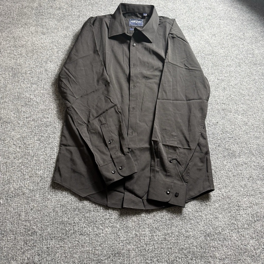 SHIELD-X Men Dress‎ Shirt Black Long Sleeve Button Down Collared Slim Flex X